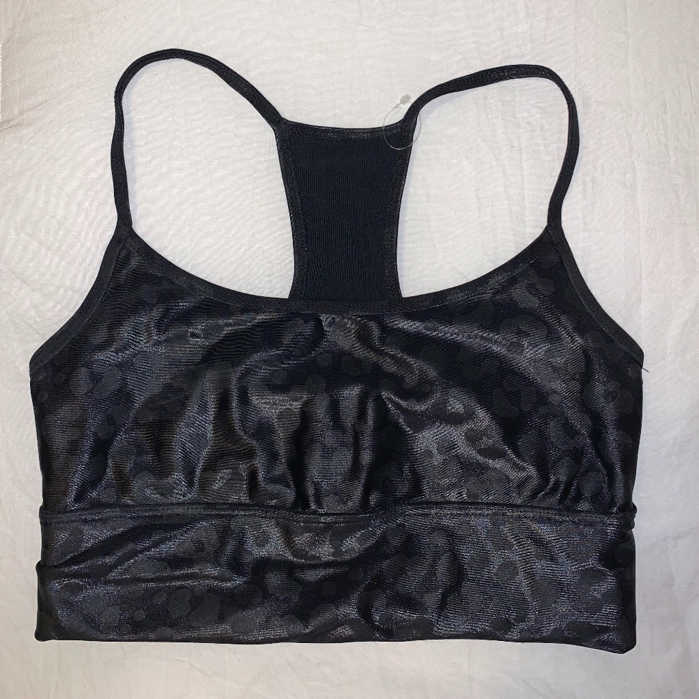 Black printed sports bra